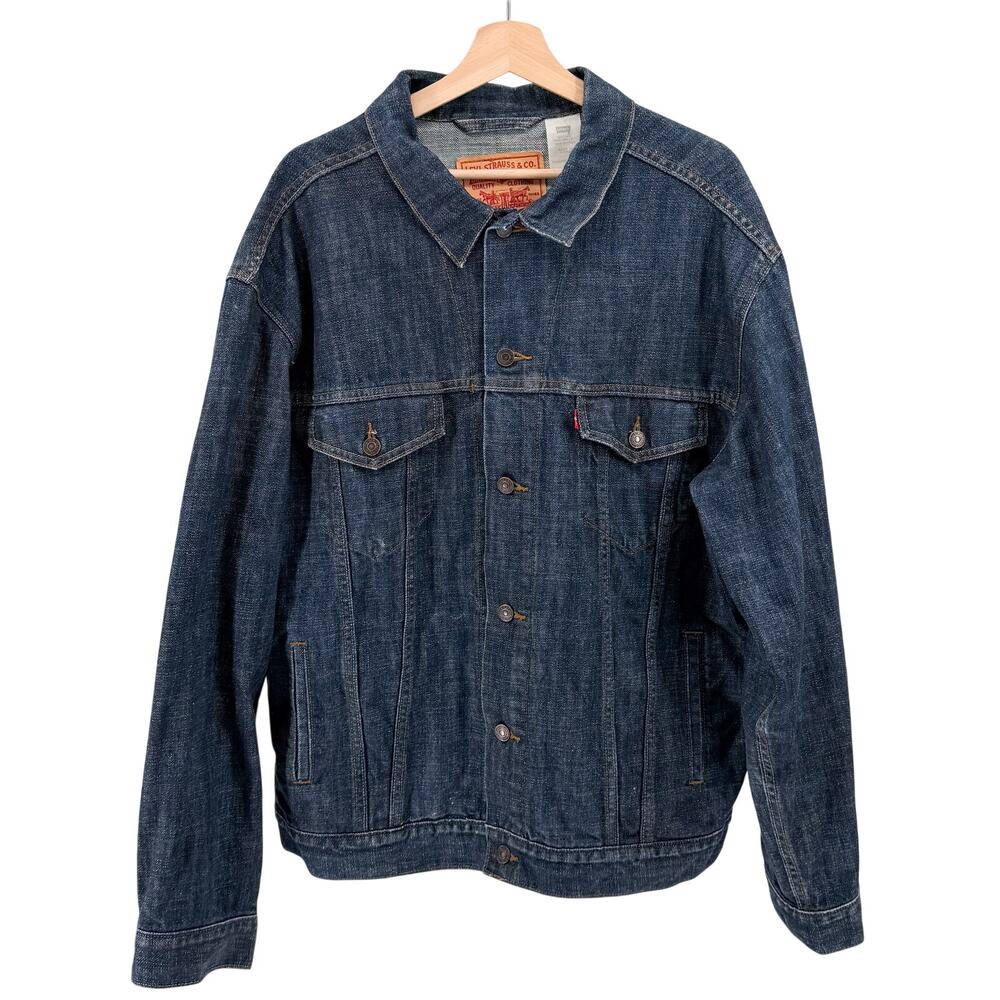 Levi's Dark Blue 100% Cotton Casual Oversized Trucker Jacket